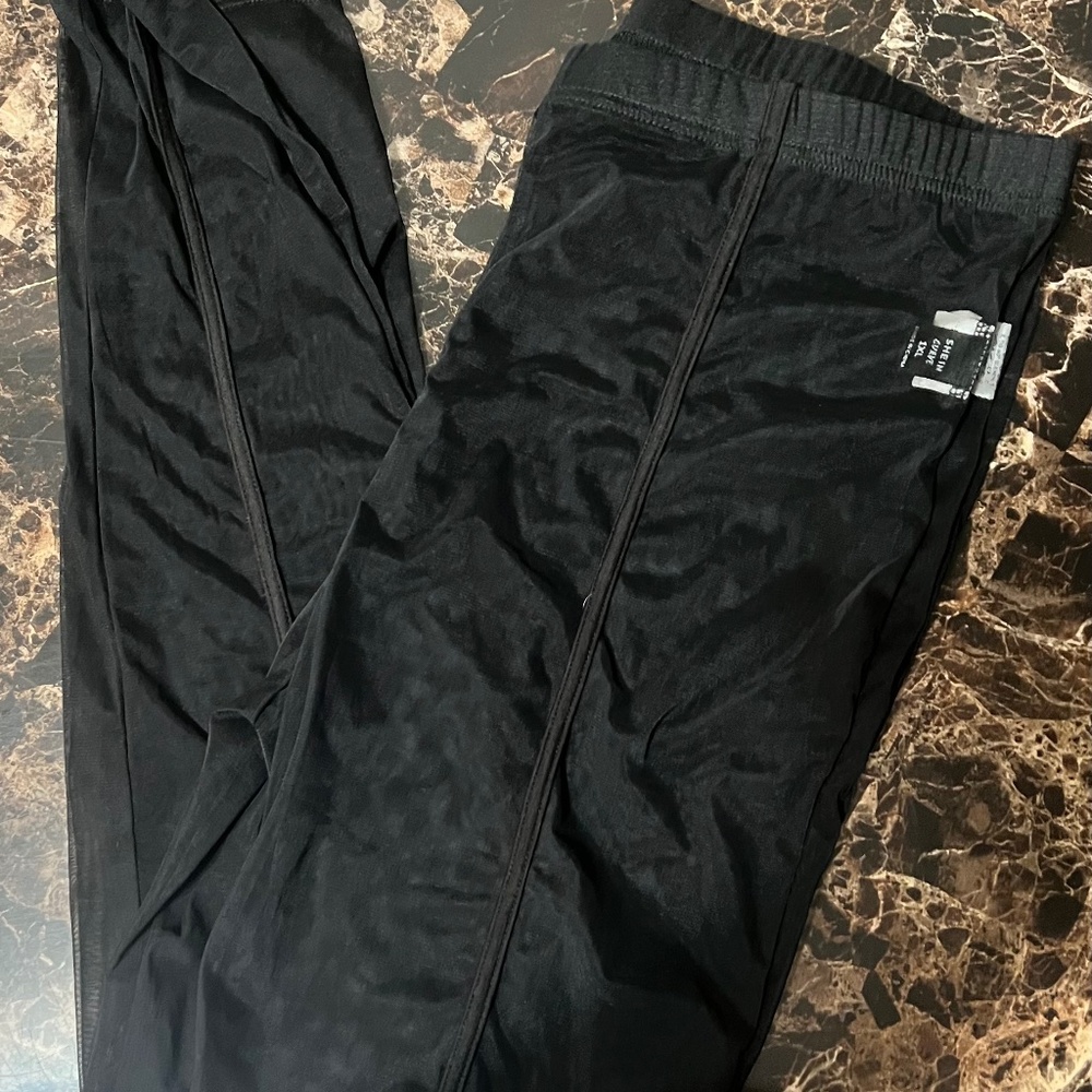 Mesh Beach Cover Up Leggings - Black - Size XL